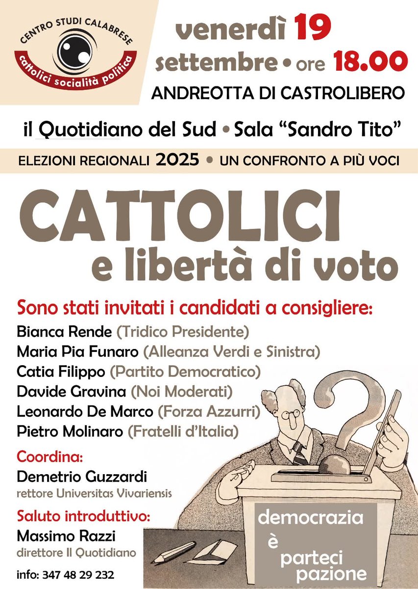 MariaPiaEuropee's tweet photo. Continua questo viaggio verso il voto del 5 e 6 ottobre, tra la gente, per parlare di Calabria, di impegno, di libertà.
Ci vediamo oggi a Cervicati, domani a Belvedere e venerdì parteciperò all'evento pubblico organizzato presso la sala Tito del Quotidiano del Sud a Castrolibero. https://t.co/nxFvxTUOIl
