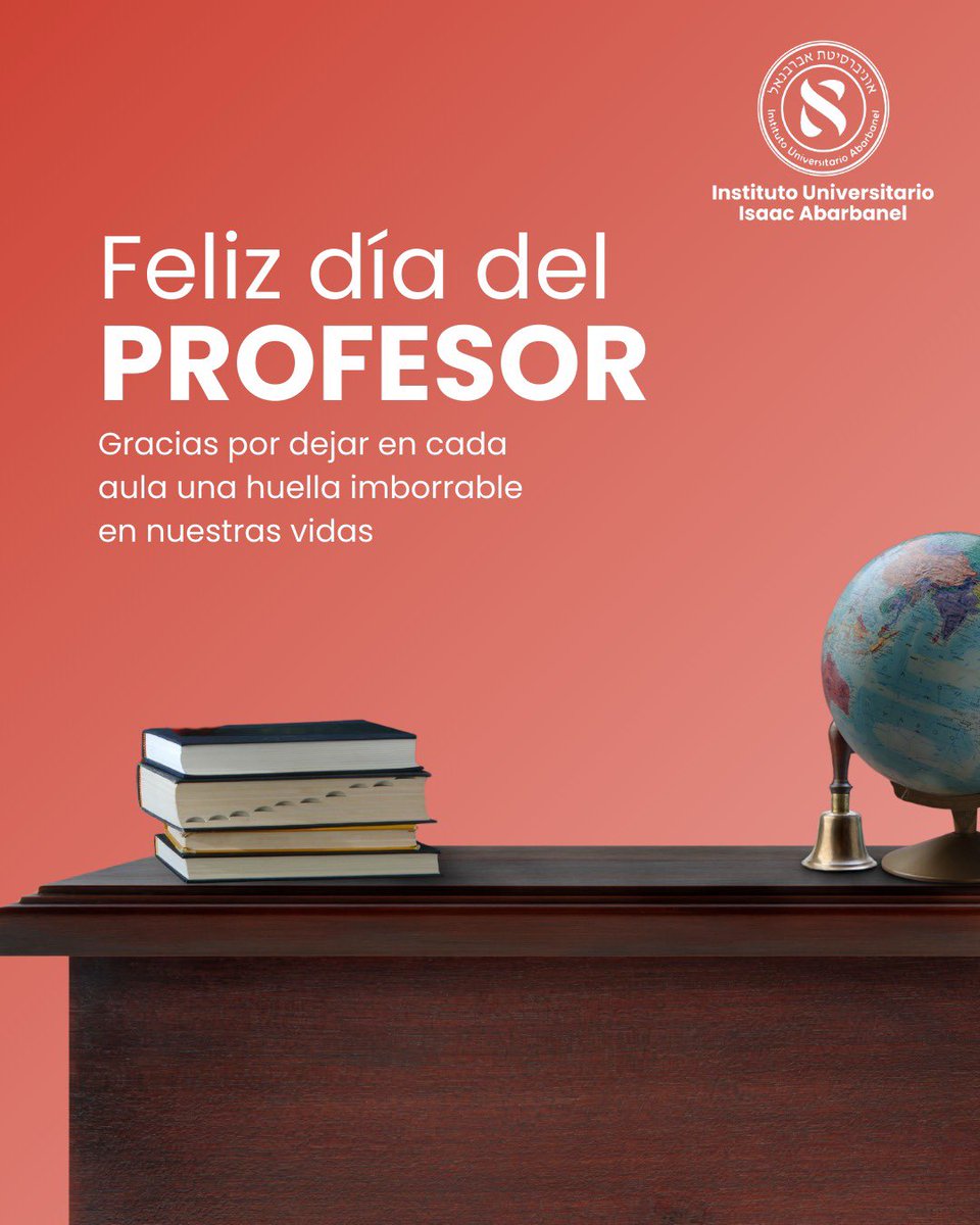 📚✨ Feliz día del profesor ✨📚

En este día especial saludamos a quienes, con su compromiso y dedicación, transmiten conocimiento, valores y guía a las nuevas generaciones.

Desde el Instituto Universitario Isaac Abarbanel, expresamos nuestro profundo reconocimiento y gratitud.