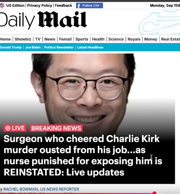 This vile surgeon's pronouns are "has/been".
The nurse gets her job back after she was punished for confronting the surgeon who was celebrating the murder!