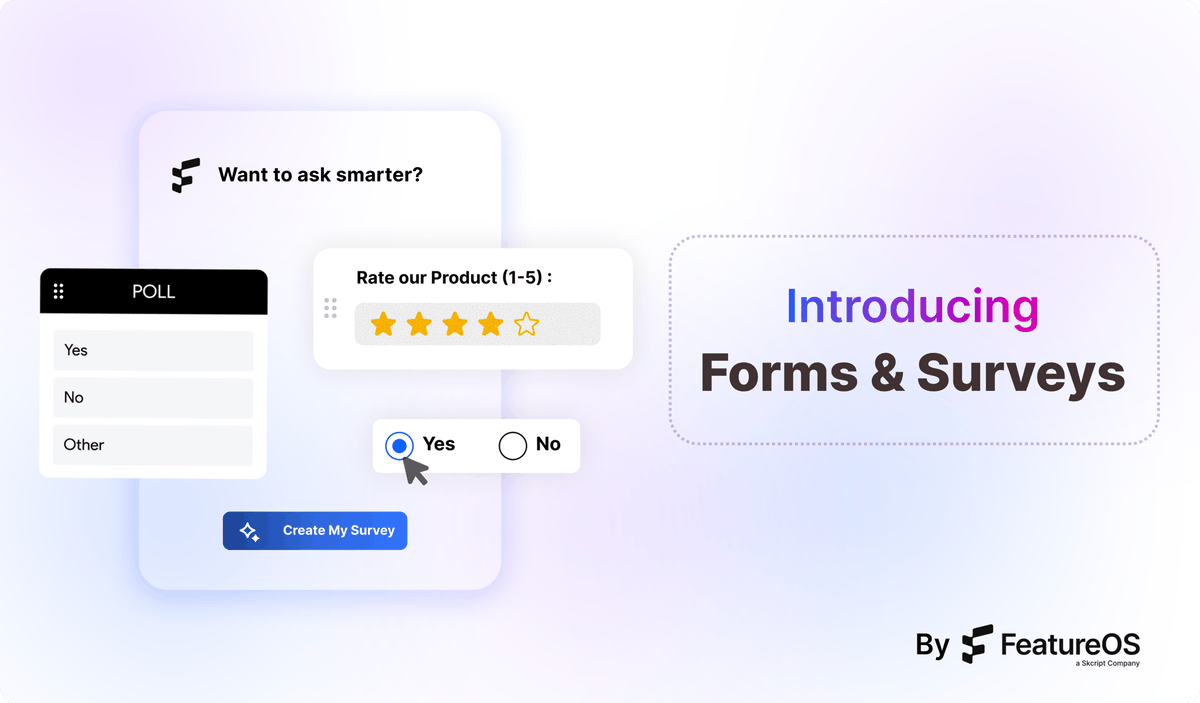 getfeatureOS's tweet image. 🚀 Introducing: Forms & Surveys on FeatureOS
✪ Drag-n-drop visual forms builder
✪ Powerful conditional highlighting
✪ Sensible AI summaries and analytics
✪ Tight integration with existing tools
✪ Forms, Surveys, & Wizards
Included in all the plans!