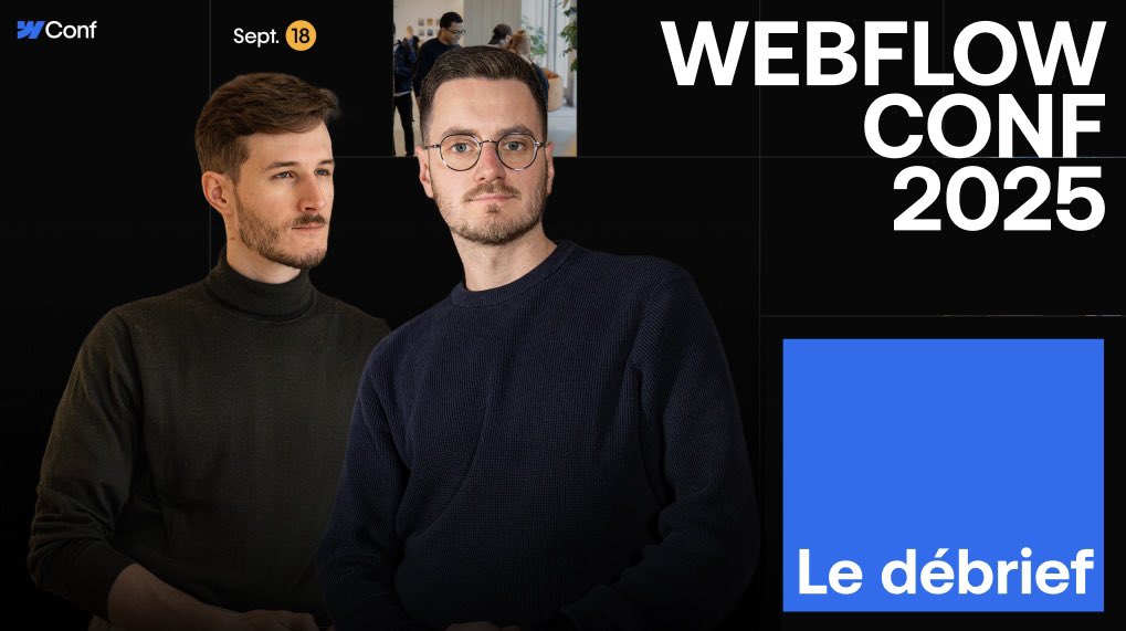 Just like every year, we’re back the day after the #WebflowConf announcements for a live debrief in french.

See you tomorrow!

🔗 youtube.com/live/3lNBkO0eU…