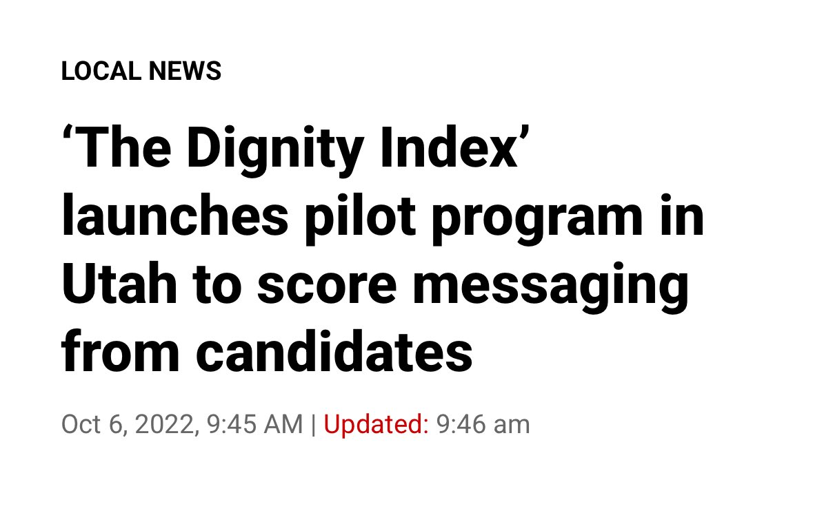 The so-called "Dignity Index" launched in Utah is peak woke censorship disguised as civility this is exactly the kind of speech - policing nightmare <a href="/charliekirk11/">Charlie Kirk</a> had been warning us about for years. This pilot program, backed by UNITE and the University of Utah, will score
