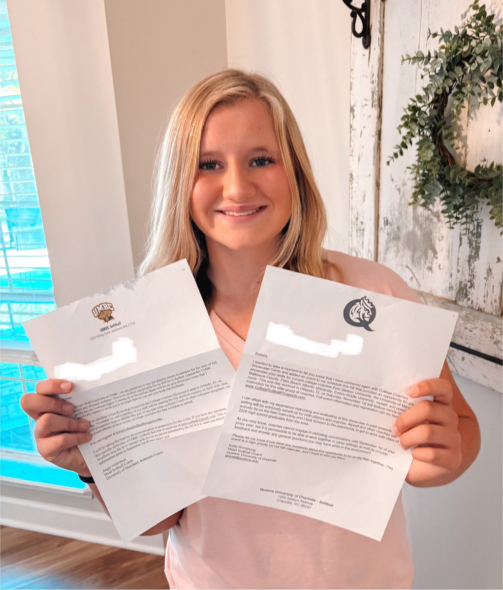 Happy Mail!! 📬🥎 Thank you Queens University of Charlotte and UMBC for the mail! I can’t wait for the chance to play in front of you someday soon! 

<a href="/queens_softball/">Queens Softball</a> <a href="/UMBCsoftball/">UMBC Softball</a> <a href="/KellaArmstrong/">Kella Armstrong</a> <a href="/CoastRecruits/">Coast 2 Coast Recruits</a> <a href="/TOP_D1RECRUITS/">Softball Top Preps Retweet</a>
<a href="/D1Softball/">D1Softball</a> <a href="/nxt1sports/">NXT 1</a> @Dfwsho <a href="/sfinferno27_28/">Santa Fe Inferno Thornton 27/28</a>