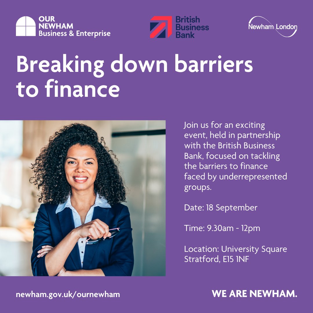 📢 Happening tomorrow!

Don’t miss our third finance event, tackling one of the biggest challenges for businesses: access to finance.

Connect with local experts, discover funding support &amp; get practical advice to grow your business.

Register ➡️ newham.gov.uk/financeevent