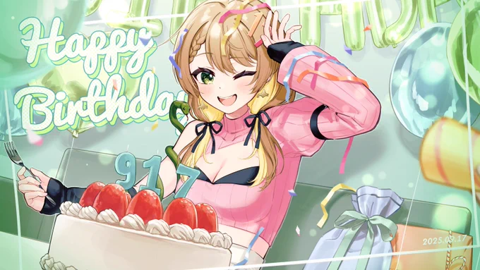 浅葱根くいなさん(#rt7l9vkos2)のお誕生日ビジュアルを制作させていただきました!お誕生日おめでとうございます