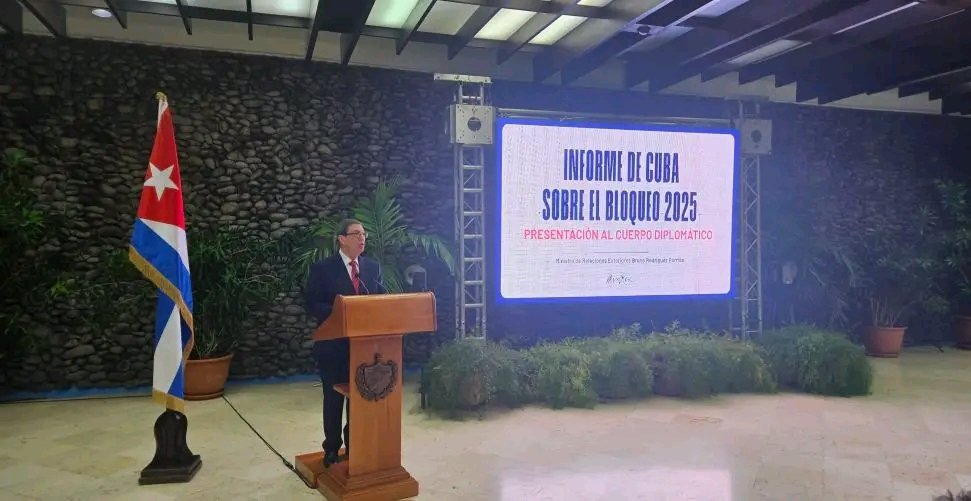 Cuban Foreign Minister Bruno Rodriguez Parrilla presents the 2025 Blockade report  which demonstrates that the US blockade violates the UN Charter; is the main obstacle to our development; is real and has intensified to unprecedented levels this last year. #OverthrowTheBlockade