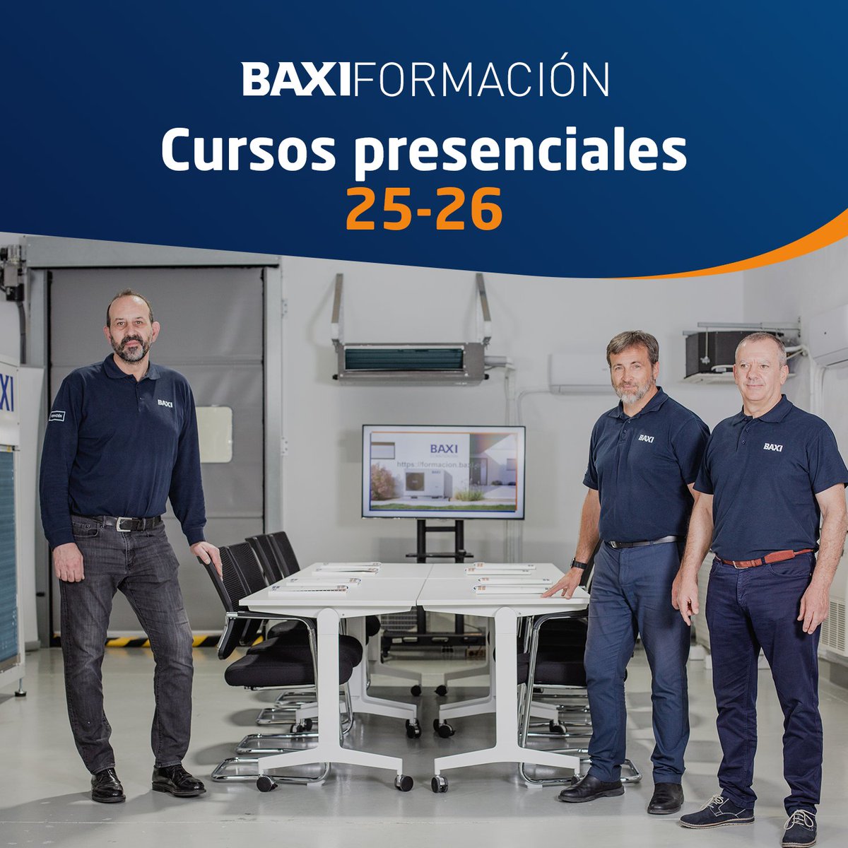 BAXI_ES's tweet image. 📢 ¡Ya puedes consultar todos los cursos presenciales 25–26 de #BAXIFormación!

Prepárate para un nuevo curso lleno de retos, innovación y aprendizaje técnico.
En nuestras sedes de Barcelona, Madrid y Asturias te ofrecemos formación gratuita en #aerotermia, #calefacción, #solar,…