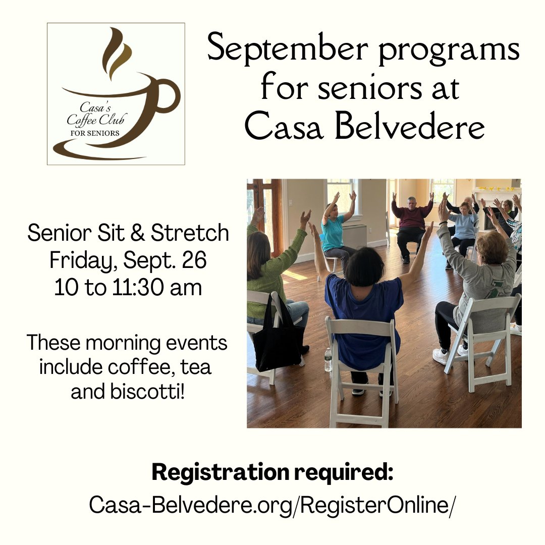 Casa_Belvedere's tweet image. SIT AND STRETCH for #seniors @CasaBelvedere on Friday, 9/26 at 10 am, followed by refreshments. The class is a perfect blend of seated #exercises and gentle stretches, for all #fitness levels.
Register: bit.ly/4mk6NBS
#ItalianCulturalFoundation #StatenIsland #NYC