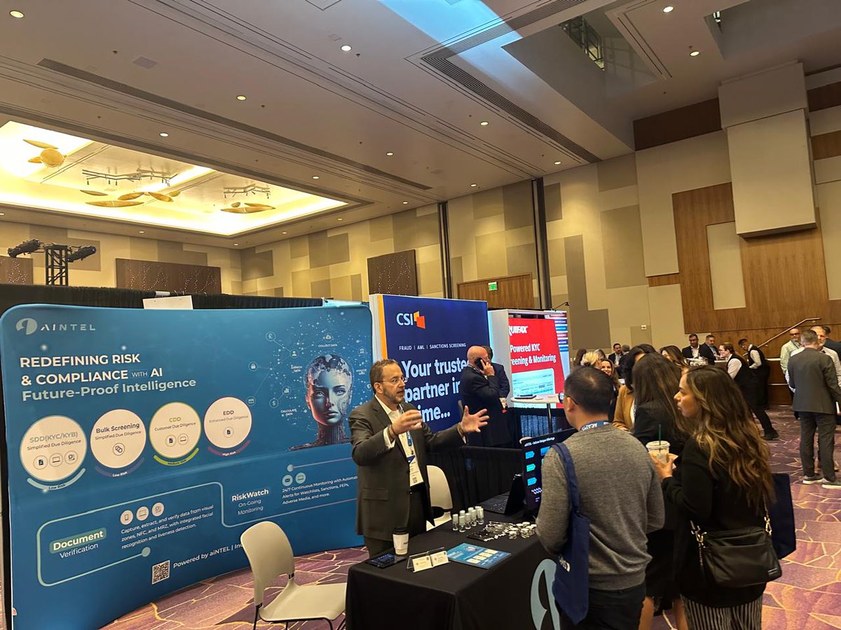 aiNTELLLC's tweet photo. We’re live at @acams_aml 2025! 
Stop by booth 334 to connect with our aiNTEL team and discover how we’re transforming compliance with smarter, faster, stronger AI. https://t.co/mFok7bP4fp
