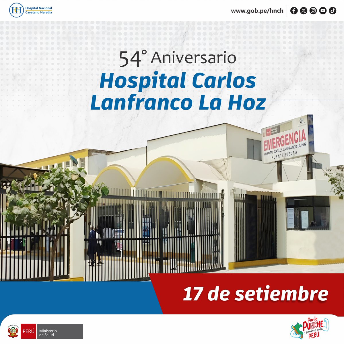 Desde el Hospital Nacional Cayetano Heredia, extendemos nuestras felicitaciones a todo el equipo humano que, con compromiso y dedicación, brinda salud y esperanza a la comunidad durante más de cinco décadas.
