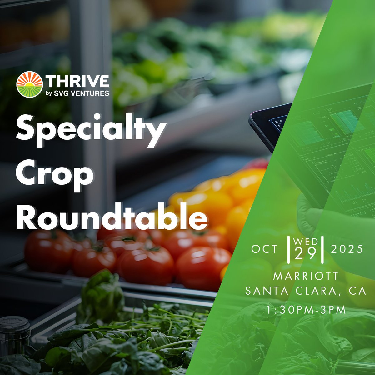 THRIVEAgriFood's tweet photo. Specialty crops are vital, but scaling new solutions has proven tough. 🌱
At #THRIVEGIS2025, the Specialty Crop Roundtable will bring growers, corporates & innovators together to share adoption insights and spark collaboration.
📅 Oct 29 | 1:30–3 PM
🔗 Request to join + register: https://t.co/iXlgPWwx7w