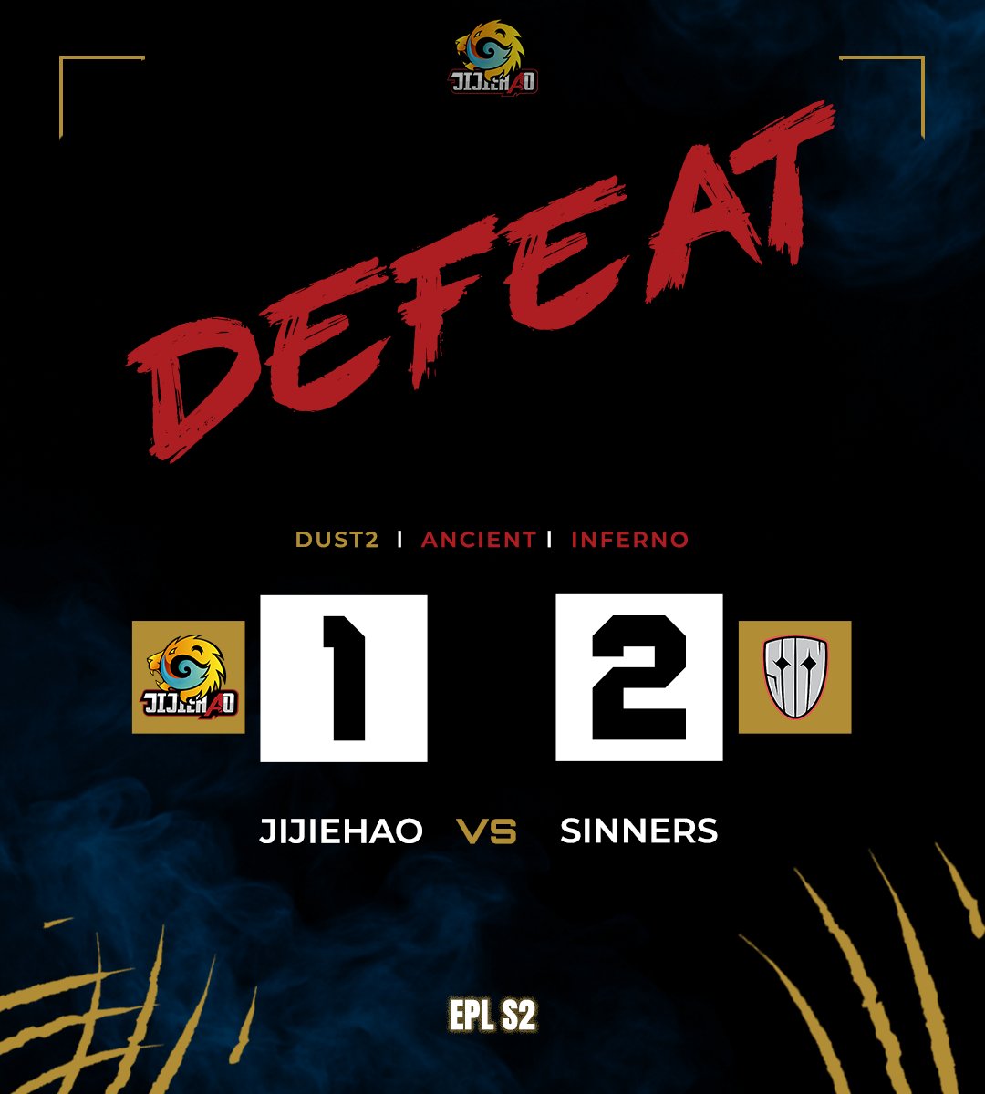 jijiehaocs2's tweet image. A tough 2-1 loss to @SINNERS_Esports knocks us out of the European Pro League S2. GGWP 🤝

We’ll learn, grow, and return stronger. 🚀