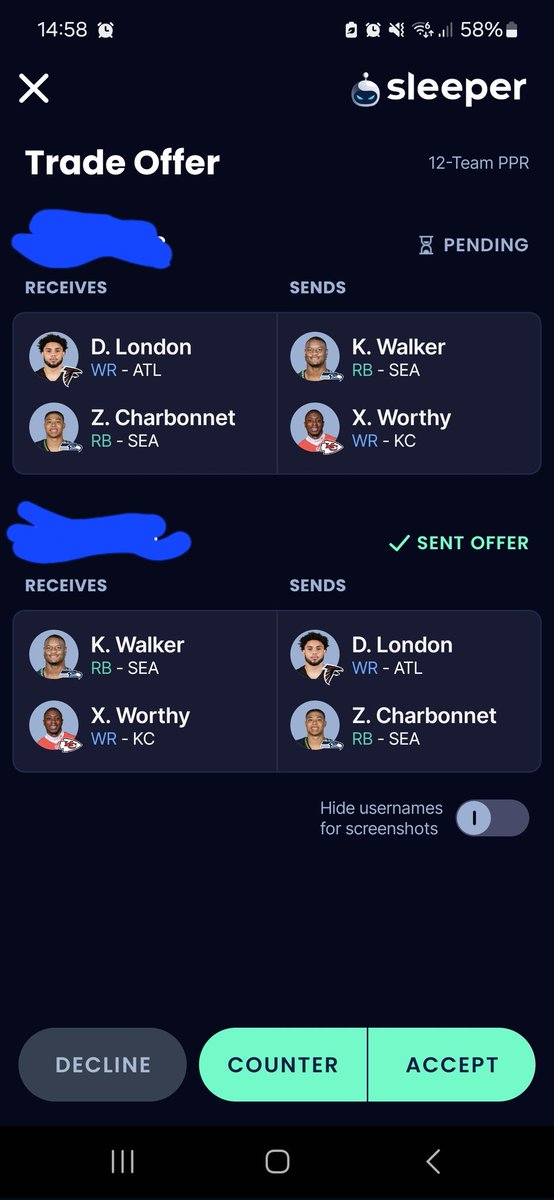 tired__dad's tweet photo. @GuruFantasyWrld What do you think of this? I'd be receiving London side. It's redraft https://t.co/MdH3h39laf