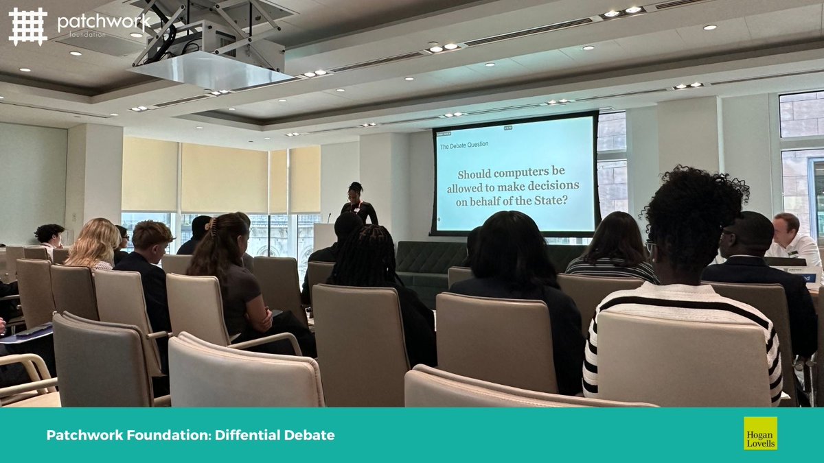 UKPatchwork's tweet image. Annual Diffenthal Debate with @HoganLovells! Patchworkers debated &quot;Should computers make decisions for the State?&quot; Working with the Hogan Lovell teams on arguments &amp;amp; debate skills, followed by networking &amp;amp; canapés. Thanks for a great interactive session! #GetInvolved