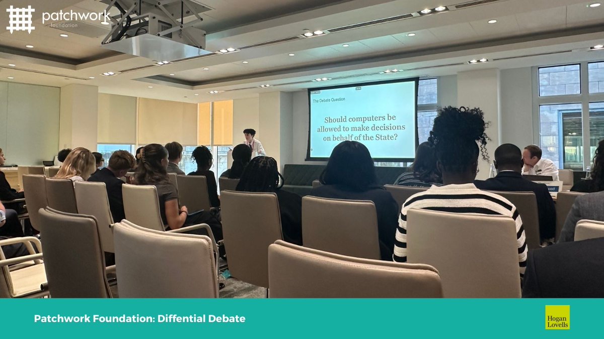 UKPatchwork's tweet image. Annual Diffenthal Debate with @HoganLovells! Patchworkers debated &quot;Should computers make decisions for the State?&quot; Working with the Hogan Lovell teams on arguments &amp;amp; debate skills, followed by networking &amp;amp; canapés. Thanks for a great interactive session! #GetInvolved