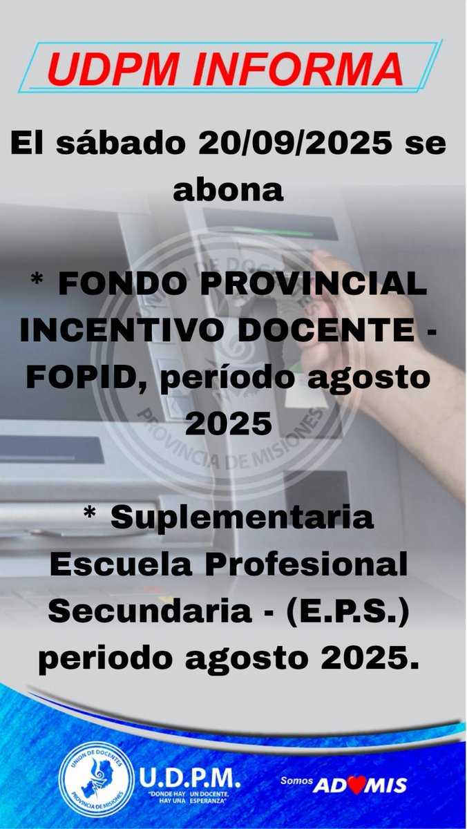 Atención colegas...se paga FOPID este sábado!