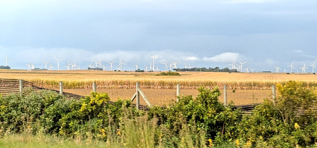 Honestly why have smaller and easier to hide oil rig when you can have this!  Fill the skies with windmills and the fields with solar panels! 

And the oil rigs still build them all