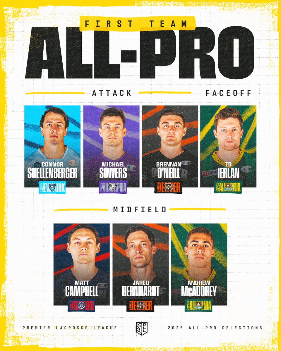 PremierLacrosse's tweet image. Your 2025 First-Team All-Pro Selections 🥇🥍