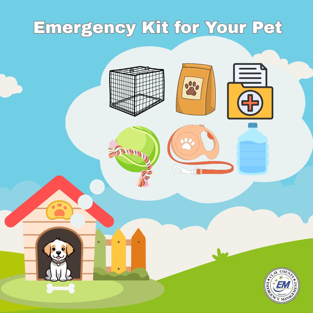 Start building an emergency kit for the animals in your life today!
- Food, Water, and Medication
- A crate or carrying device
- A leash and harness
- Medical records and a photo of you two together
-  Comfort items like toys, bedding, or a blanket
#BePrepared #HaveAPlan