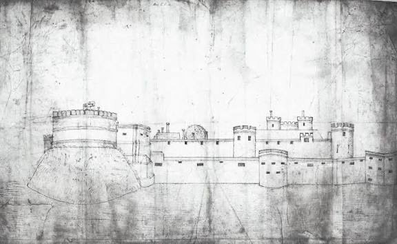 A sketch of the castle in the 16th century