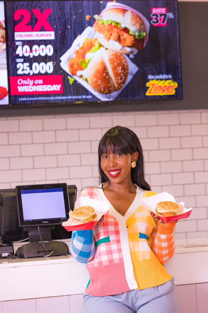 Midweek cravings solved. The 2X Colonel
Burger is calling... and it's only UGX 25,000 every Wednesday!  Who's joining me?
#KFCBurgerWednesday