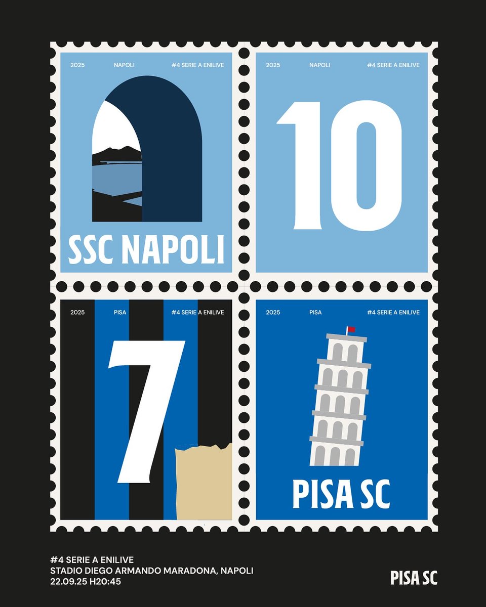 Ningún club en todo el mundo tiene mejores diseños para anunciar sus próximos partidos que el Pisa SC 🇮🇹 

Y no aceptamos discusión.