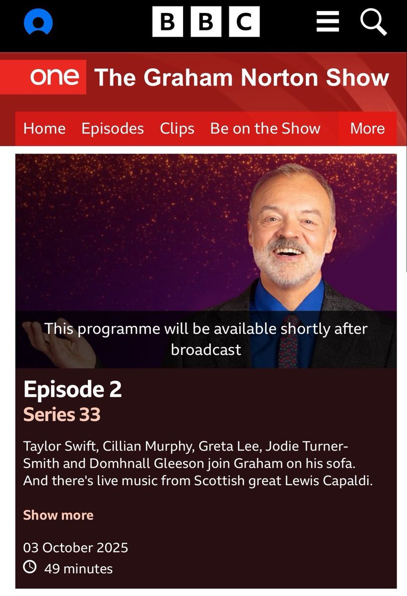 ‼️| Taylor Swift takes a seat on The Graham Norton Show, airing Friday, October 3, on BBC. #TSTheLifeOfAShowgirl