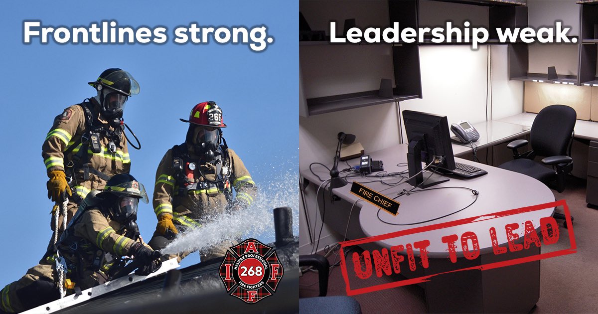 hfxfirefighters's tweet image. Frontlines strong. Leadership weak.

Halifax deserves better. #UnfitToLead