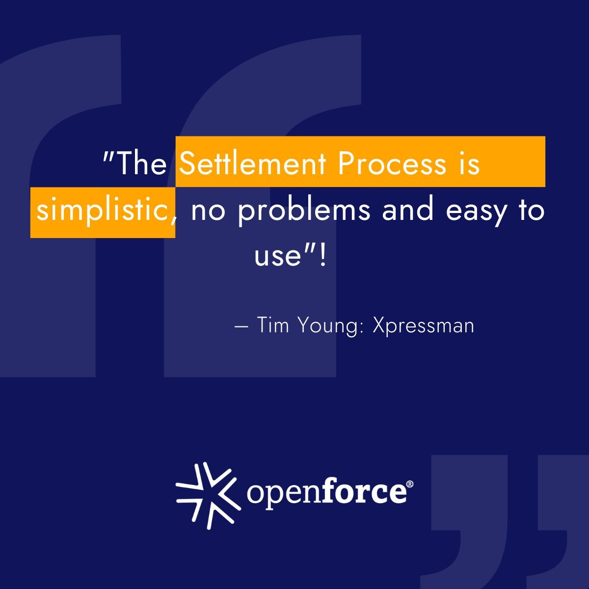 OpenforceTech's tweet image. Customer feedback is key to our success. 

Happy to hear from Tim Young at Xpressman that we make settlement easy!  

#CustomersFirst #CustomerInput #ContractorManagement