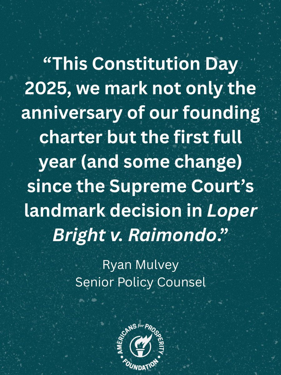 AFP Foundation (@afpfoundation) on Twitter photo On Constitution Day, <a href="/RPMulvey/">Ryan Mulvey</a> reflects on the Supreme Court’s landmark decision in Loper Bright v. Raimondo—a ruling that ended Chevron deference and reaffirmed the separation of powers. On Constitution Day, <a href="/RPMulvey/">Ryan Mulvey</a> reflects on the Supreme Court’s landmark decision in Loper Bright v. Raimondo—a ruling that ended Chevron deference and reaffirmed the separation of powers.