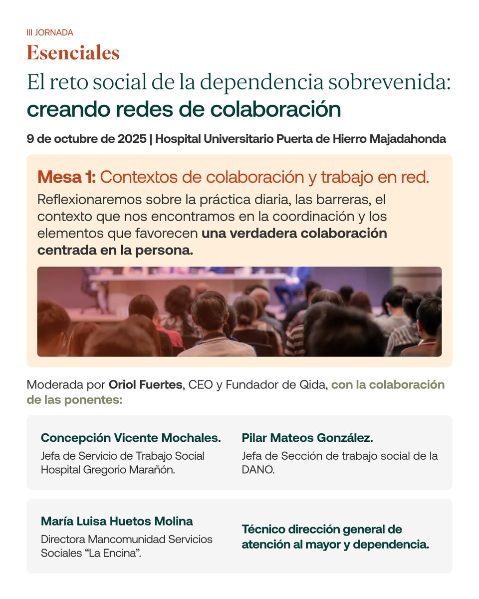 En la III Jornada #Esenciales (9 oct, H. U. Puerta de Hierro Majadahonda) abriremos con la mesa:
“Contextos de colaboración y trabajo en red”.

✍️ Regístrate: seasalt.tech/app/#/tabs/cou…

#DependenciaSobrevenida