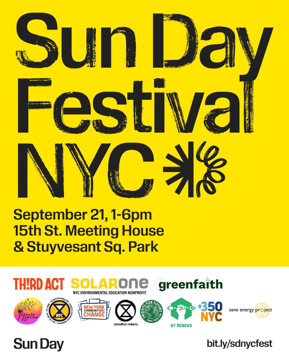 🙌 On 9/21, #CCBQ is joining Sun Day to harness the power of the sun! A free, family-friendly day of action to celebrate the power of people &amp; advocacy to accelerate the clean energy transition &amp; showcase those that are already leading the way.

Register :tiny.url/Sun-Day-NYC