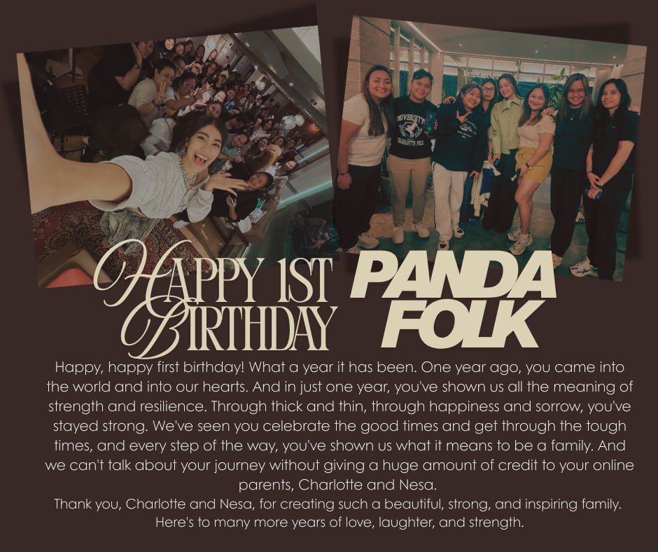 pandafolk_18's tweet photo. PANDA FOLK Happy first birthday! From tiny toes to big milestones, every moment with you has been a treasure. WE have all become part of this roller coaster but beautiful story, and we're so excited for all the chapters yet to come. Shot Puno!#pandafolk #jancvenzon #nesamahmoodi https://t.co/aEdkSLhLsq