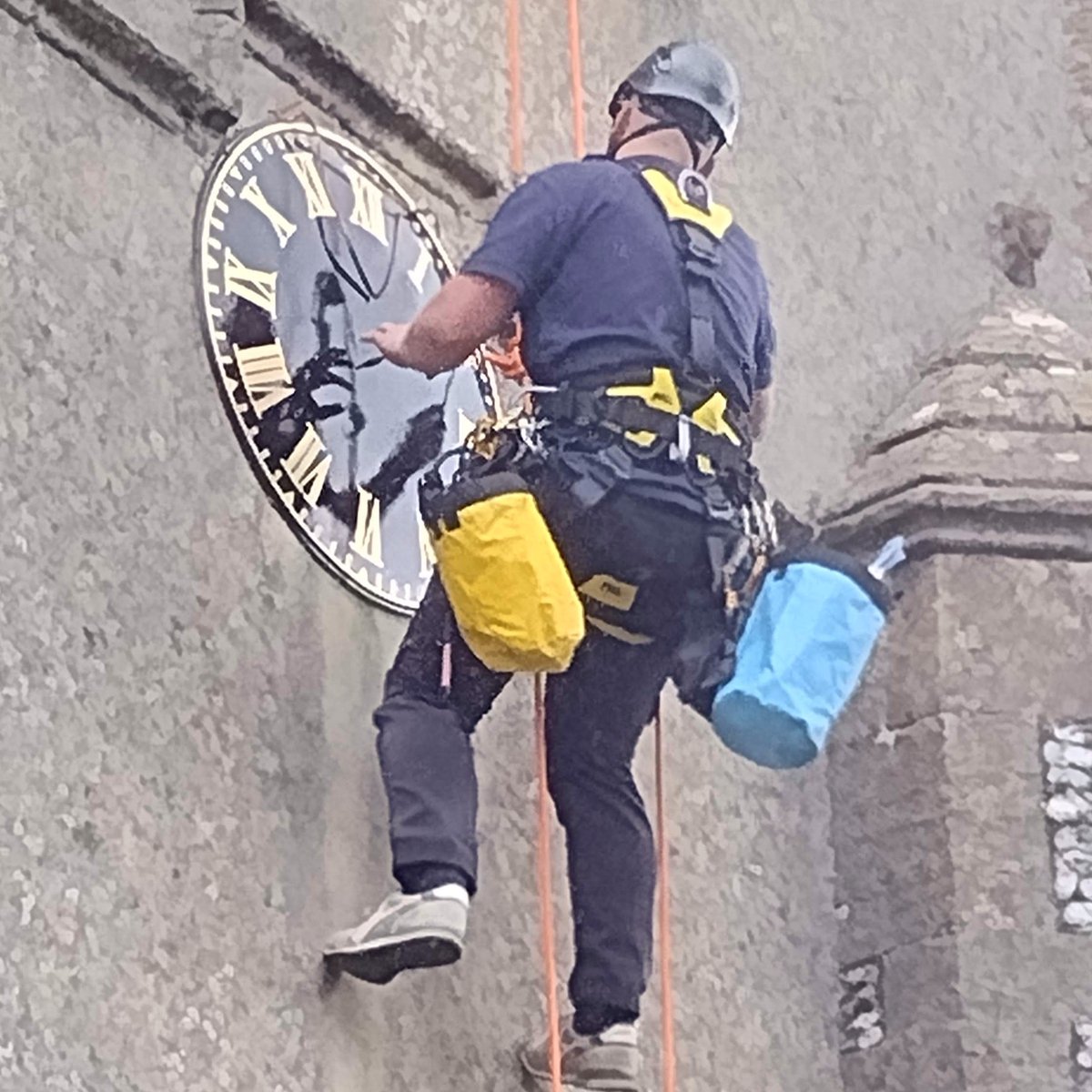 WarMemorials's tweet photo. A grant of £5,210 supported works to repair the #WarMemorial clock at St Nicholas Church in #Baydon, #Wiltshire. With the clock mounted on the tower, this required some working at height. The grant was made possible by donations to the charity https://t.co/we3WUO1esH #ThankYou https://t.co/KP0lV2pryS
