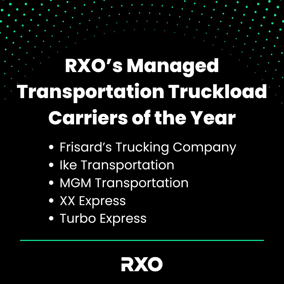 rxoinc's tweet photo. This National Truck Driver Appreciation Week, we’re proud to recognize RXO’s Brokerage and Managed Transportation Truckload Carriers of the Year. Your dedication, reliability and partnership keep our supply chains moving and our customers thriving. Thank you for going the extra mile.