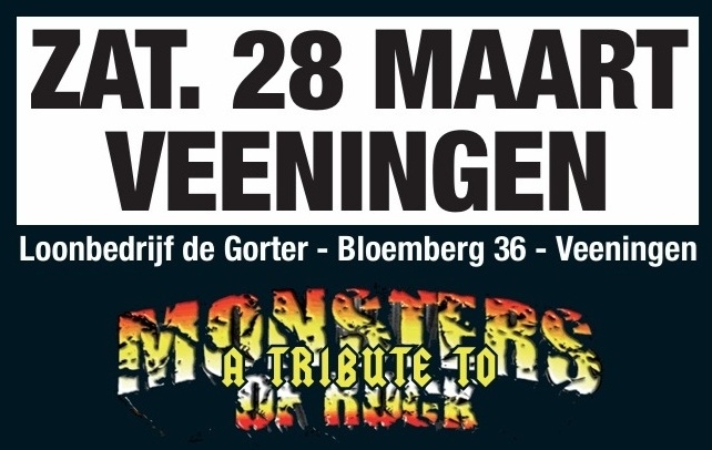 Op zat 28 maart 2026 staat Veeningen weer volledig in het teken van stevige rockmuziek tijdens de jaarlijkse Monsters of Rock. Drie spectaculaire tributebands brengen een eerbetoon aan iconische rocklegendes: AC/DC, Status Quo en Accept. Ticket verkoop via morveeningen.nl