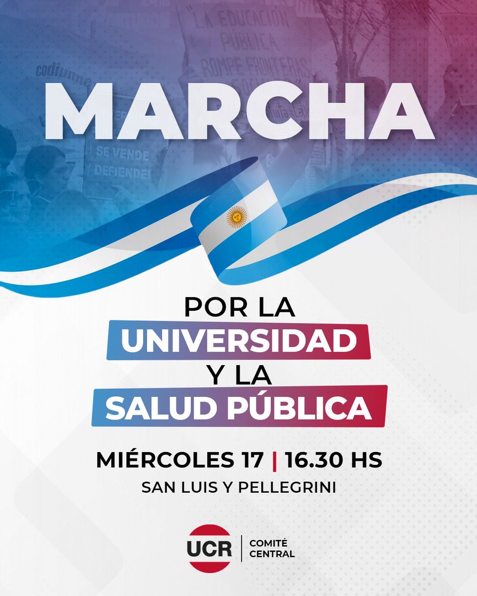 📢 En defensa de la #UniversidadPública, la #salud y los derechos conquistados por generaciones, decimos con fuerza: la educación no es un privilegio, es un derecho.

Hoy, miércoles 17 a las 16:30 hs, nos encontramos en San Luis y Pellegrini para marchar por nuestros derechos.