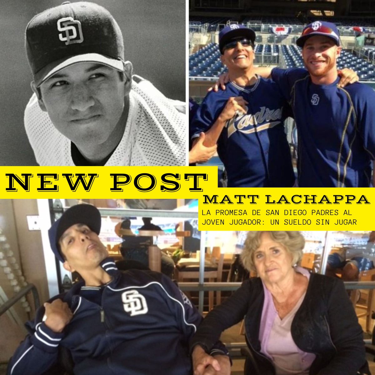 [Outsiders#207] NEW POST!
Matt LaChappa. 
A punto de empezar un partido, sufrió un infarto que le dejó con sus capacidades de habla y de movimiento mermadas para siempre. Desde entonces San Diego Padres le paga un sueldo de ligas menores. 
Su historia en historiasdeoutsiders.com/matt-lachappa-…