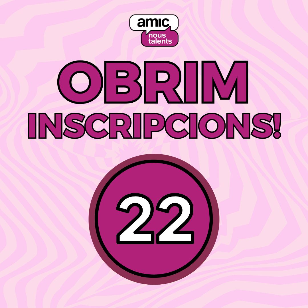 Ei! 👋 Ens heu trobat a faltar? 

Torna AMIC-Nous Talents, el concurs que busca creadors de contingut en català 🎬

🔜 A partir de dilluns 22 de setembre, ja us podeu registrar al web amicnoustalents.cat