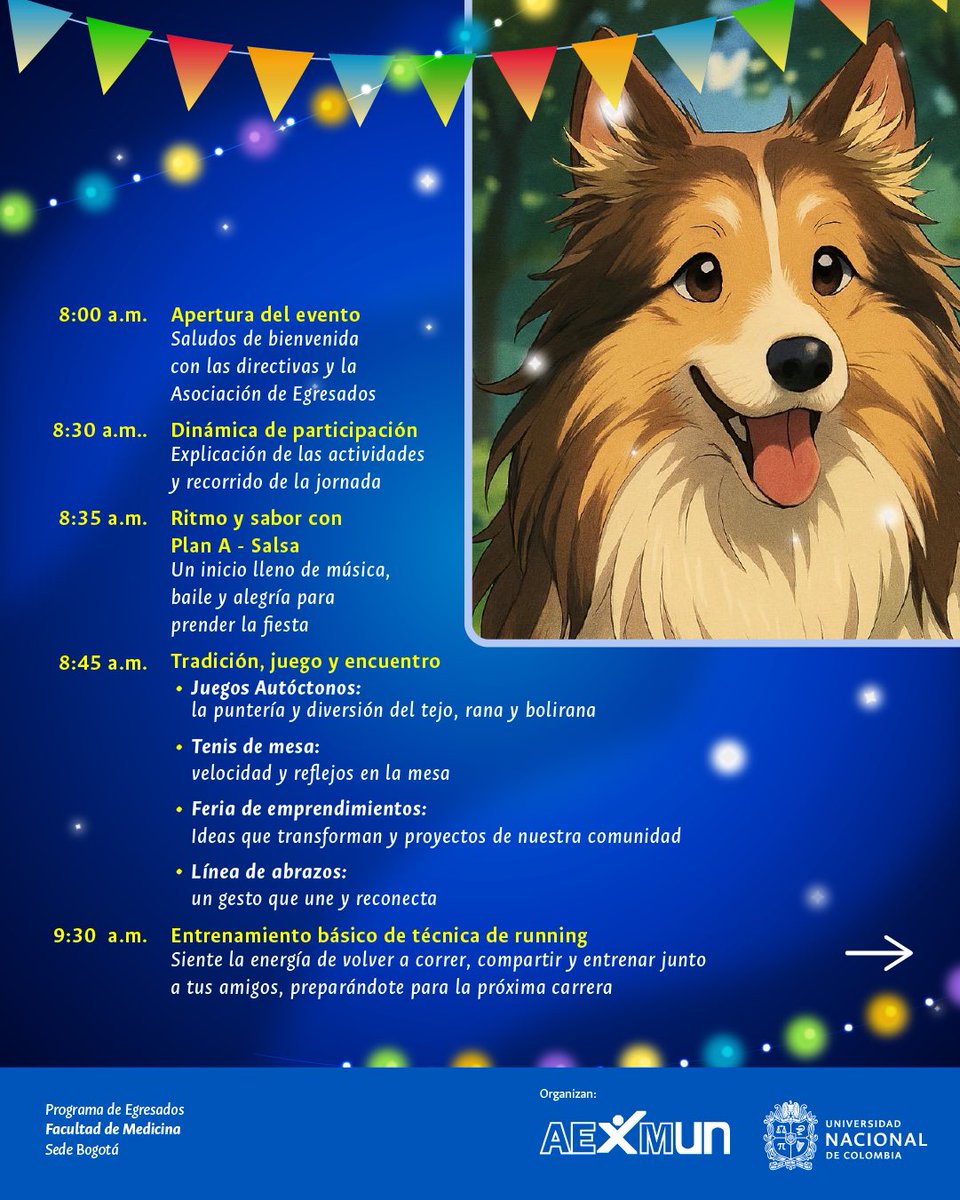 MedicinaUNAL's tweet image. ✨🐾 ¡Ya está listo el cronograma de actividades de nuestra Festi-Feria de Egresados 2025! 🎉
Una jornada llena de música, juegos, deporte, emprendimiento y reencuentros 💙💛.
📍 Facultad de Medicina – Sede Bogotá
🗓️ ¡No te pierdas ningún momento!
#EgresadosUNAL #FestiFeria2025