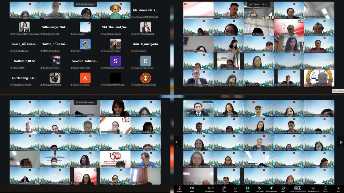 🌍 16–17 Sept 2025 | International Webinar “Guardians of Public Accountability” marking 150 years of Thai public auditing.

Speakers today came from Malaysia, Indonesia &amp; Thailand. 🇹🇭 was represented by Dr. <a href="/SunSutthi/">Sutthi Sun</a> Ms. Dusita and  Lt. Col. <a href="/PitikhunN/">Pitikhun PK Nilthanom</a> #SAOThailand #150YandByond