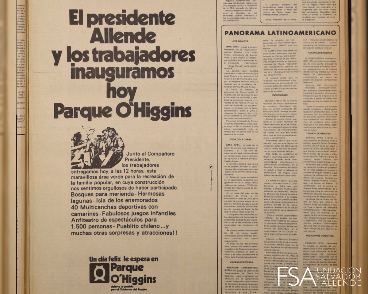 FSAllende's tweet image. ¿Sabías que el Parque O’Higgins fue inaugurado por la Unidad Popular? 

En 1 año se recuperó el abandonado Parque Cousiño y nació un gran “parque popular”, reforestado y con espacios icónicos como la explanada, la plaza de artesanos y El Pueblito.

Un legado urbano que sigue vivo