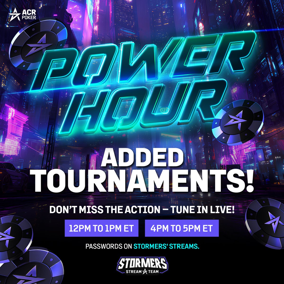 Join me today for 2 rounds of Power Hours on <a href="/ACR_POKER/">ACR Poker</a> Great structure, fast games, passwords available at twitch.tv/arlynnia  

Will be live soon, so don't miss out!