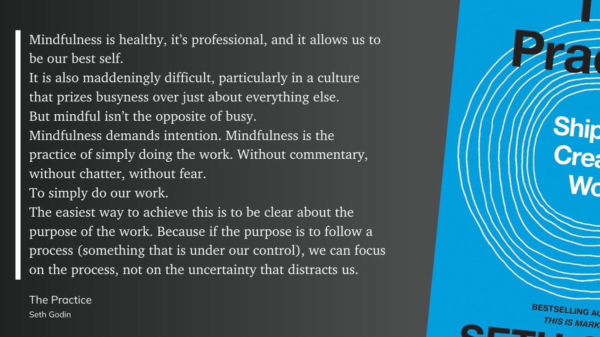 Mindfulness isn’t about escaping the busy—it’s about showing up with intention and simply doing the work. Forget the fear, drop the chatter, and focus on what you can control. The process &gt; uncertainty. 🚀 #MindfulWork #ThePractice