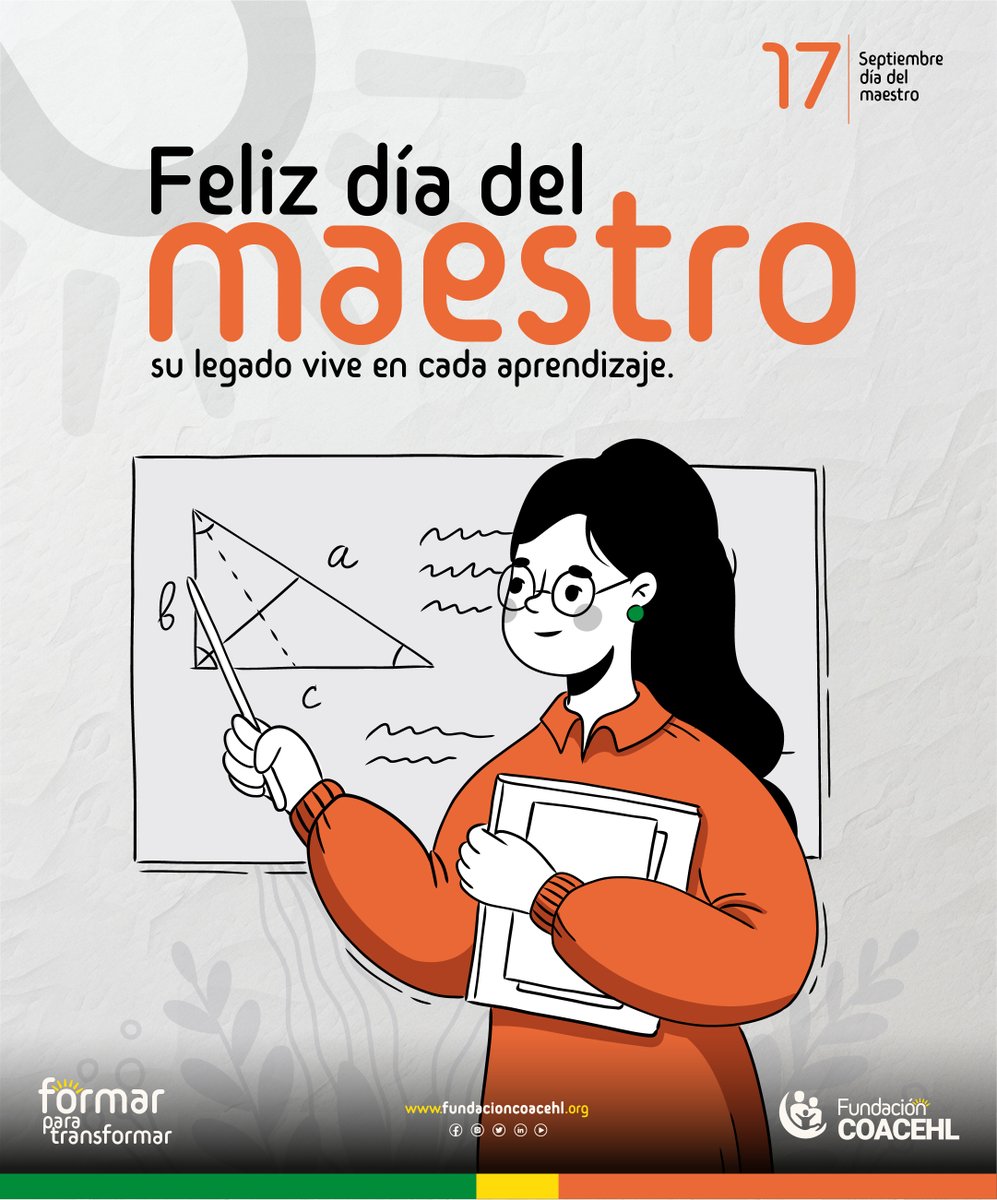 FundCOACEHL's tweet photo. Hoy celebramos a quienes con su ejemplo, paciencia y dedicación encienden la llama del conocimiento. ¡Feliz Día del Maestro! Gracias por sembrar semillas de aprendizaje que transforman vidas. https://t.co/8fs3DEOc1W