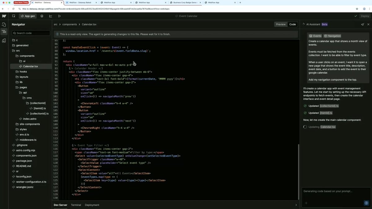 galluzzo_julian's tweet image. #webflowconf this is how it&apos;s gonna look vibe coding apps inside of Webflow 😍