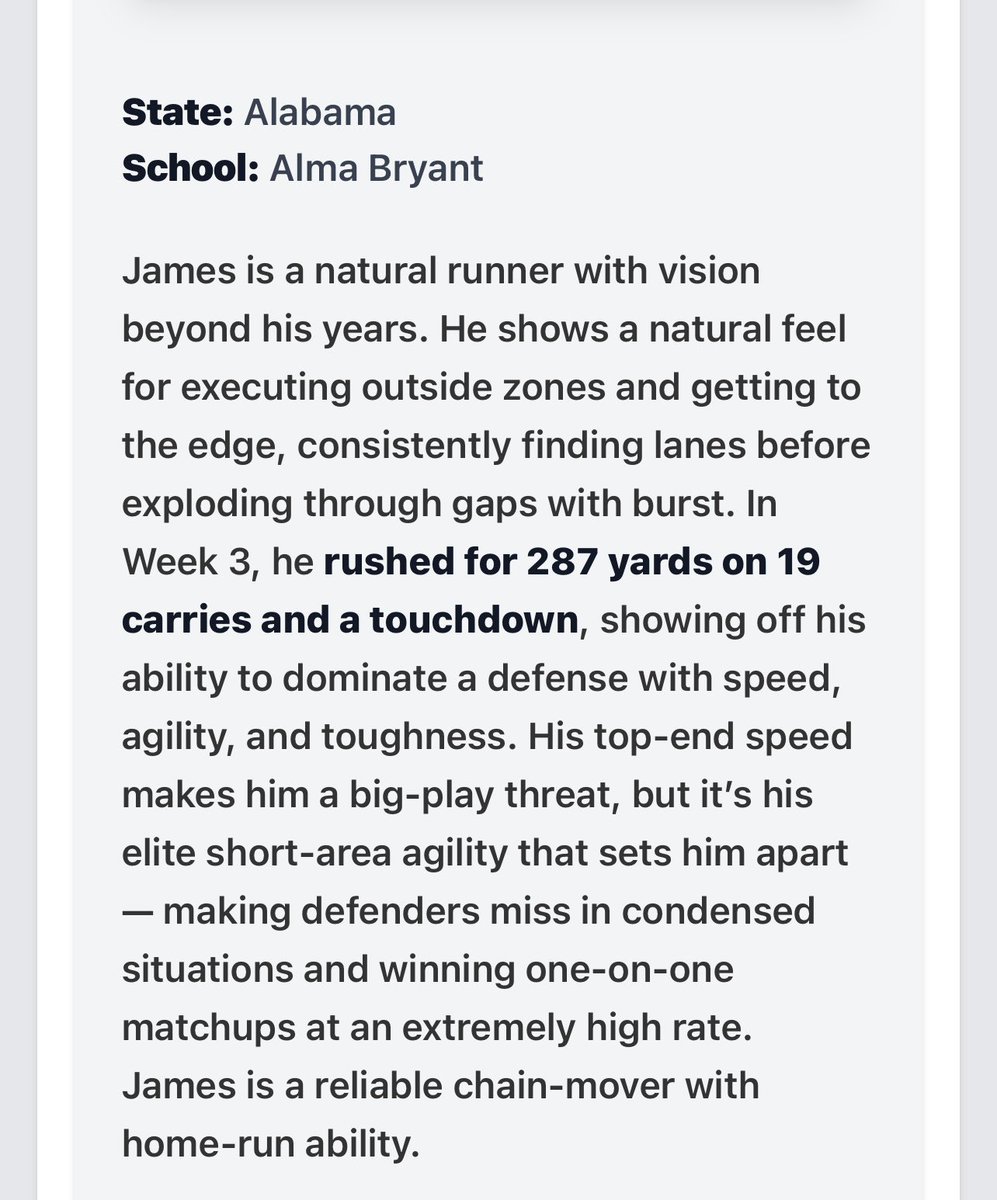 Jayden_James5's tweet photo. Thanks for the write up. @PrepRedzoneAL @AL7AFootball @ceojxsh_ https://t.co/VtInXNC5bm