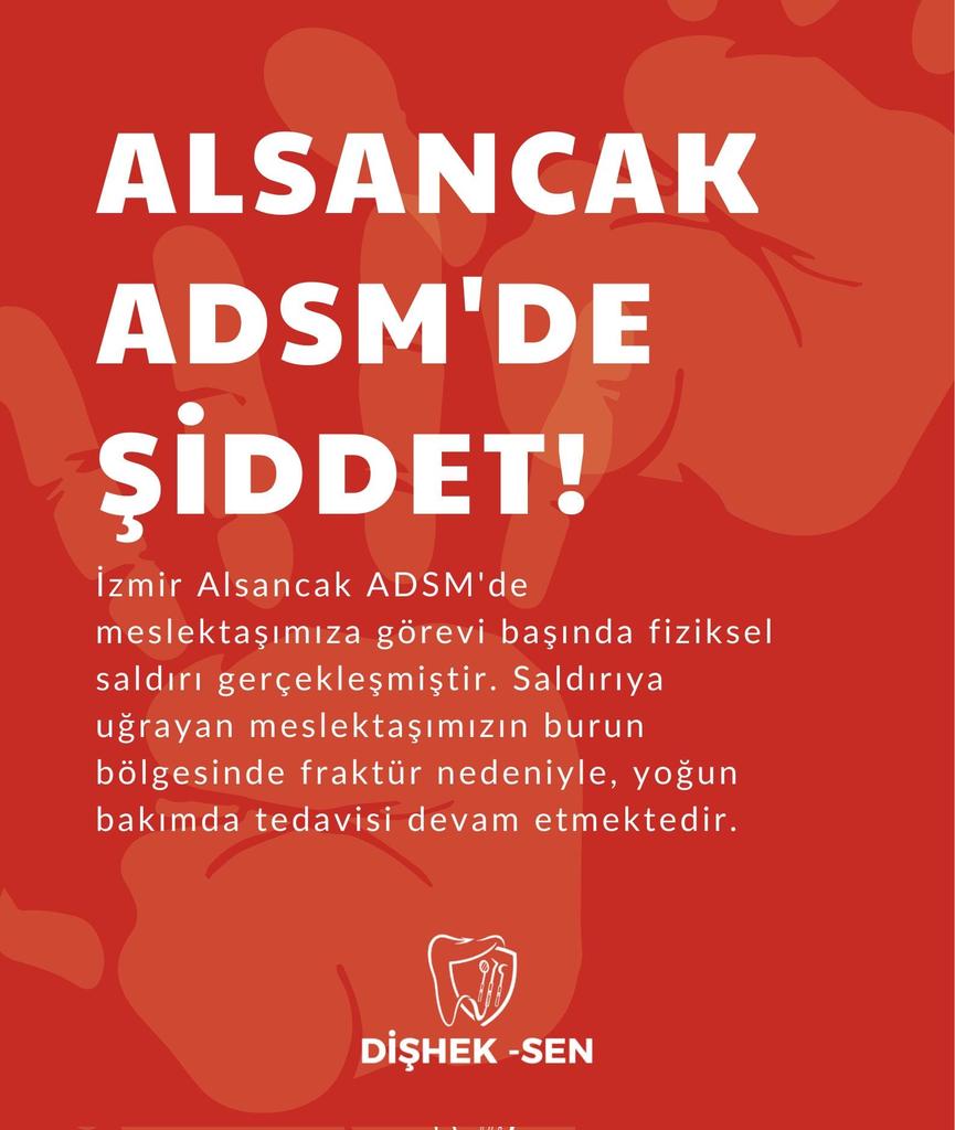 İzmir Alsancak ADSM’de meslektaşımıza görevi başında fiziksel saldırı gerçekleşmiştir. Saldırıya uğrayan meslektaşımızın burun bölgesinde fraktür nedeniyle, yoğun bakımda tedavisi devam etmektedir.
❗Beyaz Reform ile Katalog Suç kavramı oluşturan Sağlık Bakanlığı, kamu kurumunda