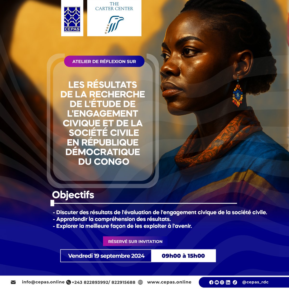 En partenariat avec The Carter Center, le CEPAS organise une journée de réflexion stratégique consacrée à l'analyse des résultats de la recherche sur l'engagement civique en République Démocratique du Congo.