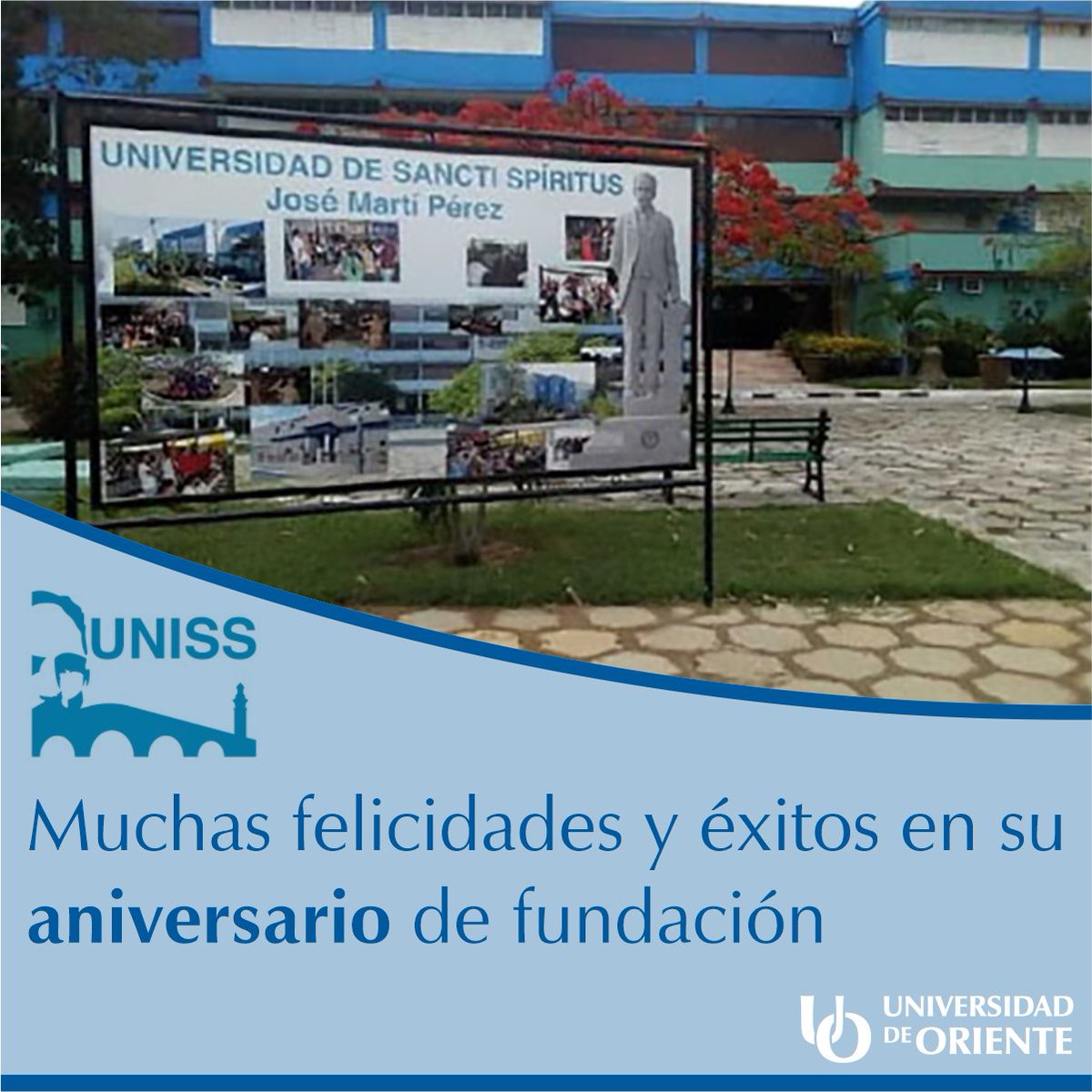 Muchas felicidades para la comunidad universitaria de la  Universidad de Sancti Spíritus “José Martí Pérez”, en ocasión de celebrarse el aniversario 42 de fundación. Le deseamos muchos éxitos en su gestión, por una #EducaciónSuperior de calidad y futurista. #FelizAniversario